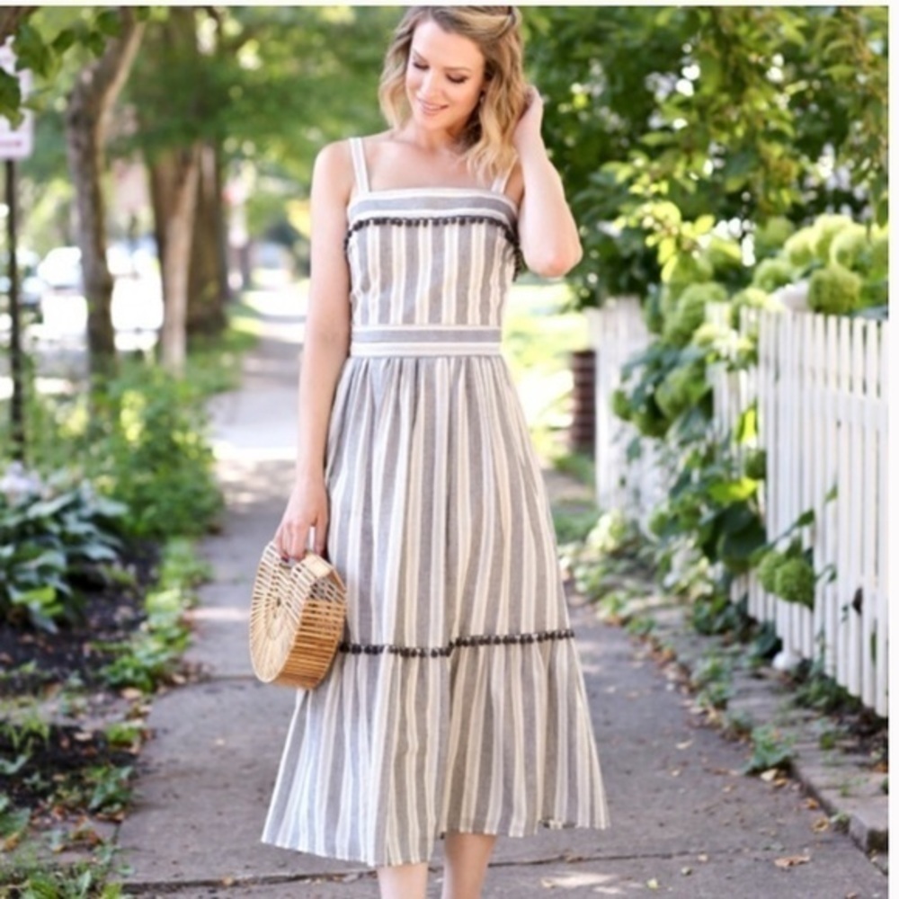 MAGGY LONDON Painted Stripe Flounce Sundress